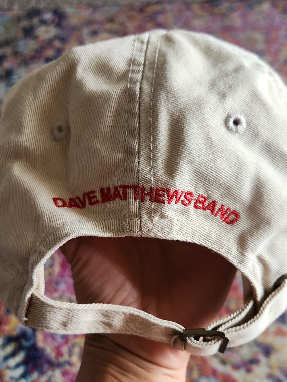 Dave Matthews Band Beige Baseball Cap with Red Embroidery - Picture 5 of 6